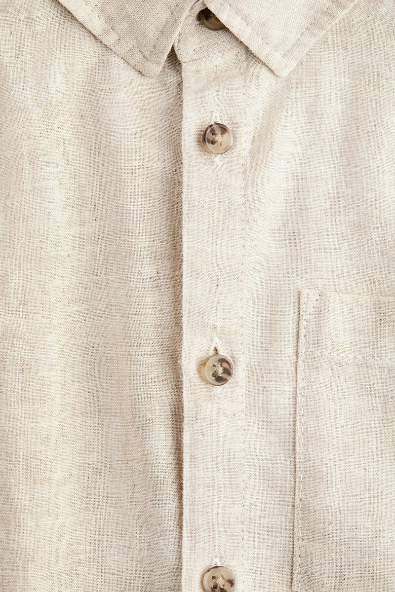 H&M Short-sleeved linen-blend shirt